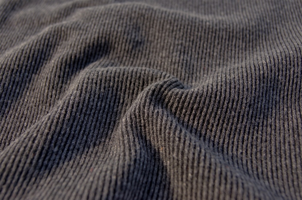 Designer Gray Black Ribbed Wool Blend Knit Fabric