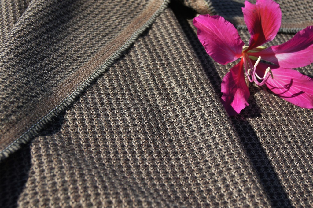 Italian Wool Jacketing Fabric Tan Brown Gray Black Design