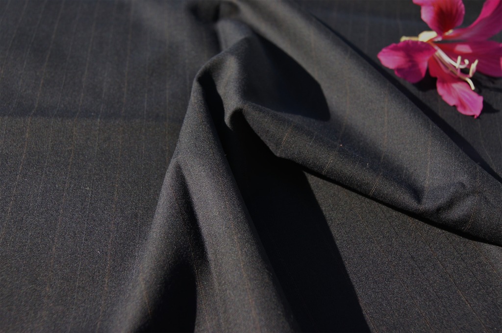 Italian Pinstriped Grey Wool Suiting Fabric