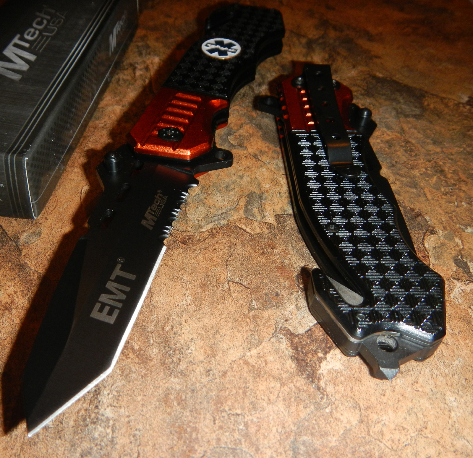 MTech Assisted Opening Rescue EMT Orange Belt Cutter Glass Breaker