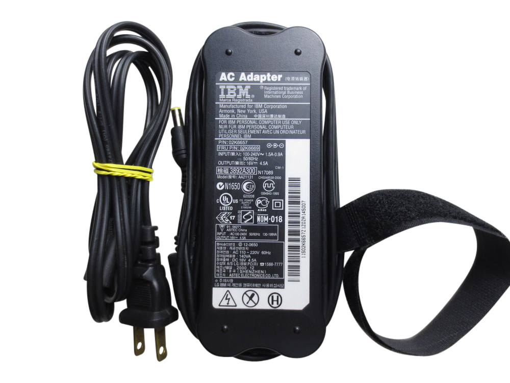 02K6657 IBM Lenovo AC adapter 16V 4.5A with power cable
