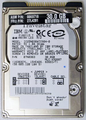 IBM IC25N030ATCS04-0 07N8363 27L4291 08K9718 2.5