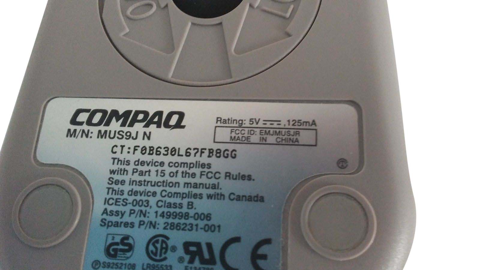 Compaq 2-button PS/2 Mouse (Ivory)