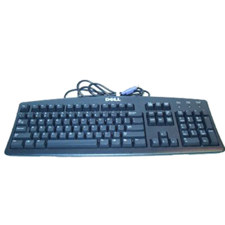 Dell 7N242 keyboard 104 key Quiet Touch, Grey, PS2 6 ft cable - Refurbished