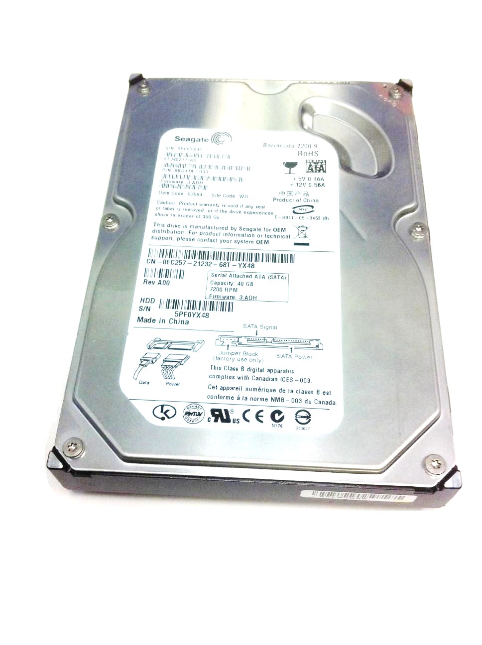 Dell - FC257 - Hard Drive - 40GB - 7200RPM