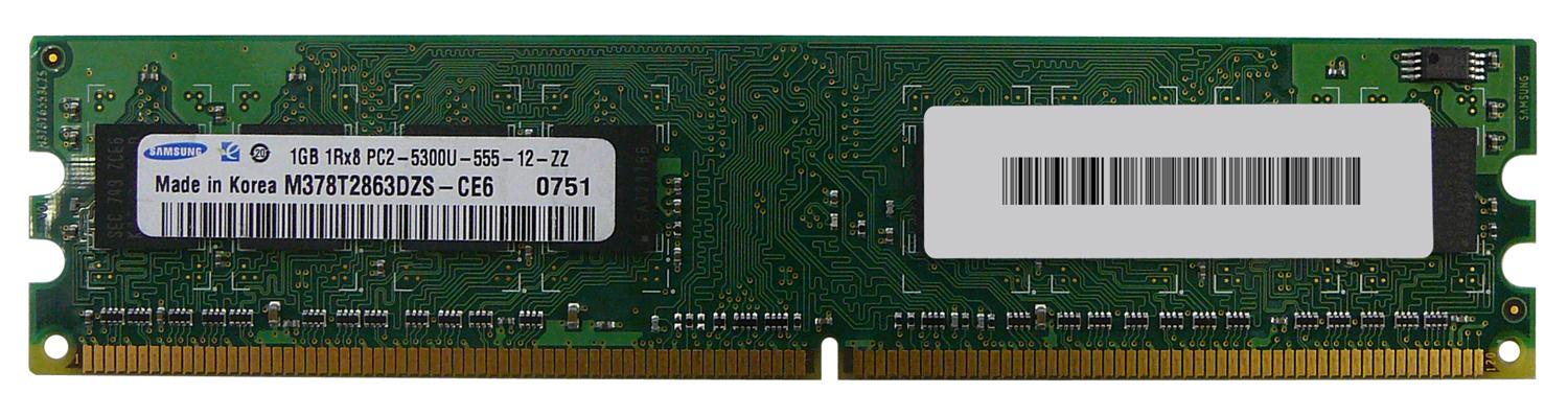 Samsung 1GB 1Rx8 PC2-5300U DDR2 Memory RAM - M378T2863DZS-CE6
