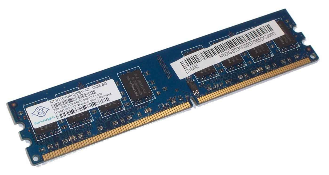 Nanya 2GB DDR2-800 NT2GT64U8HD0BY-AD UDIMM PC2-6400 NON-ECC