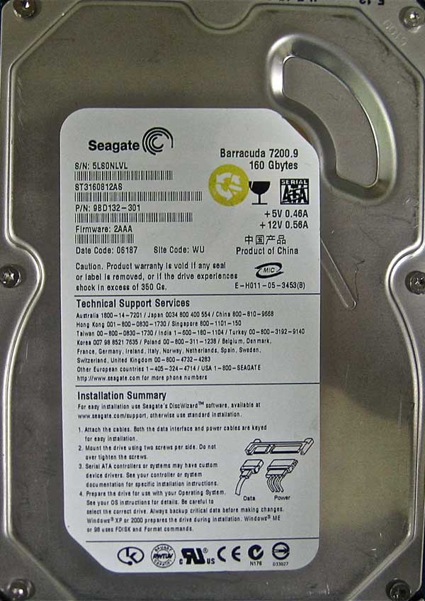 Seagate - ST3160812AS - Hard Drive - 160GB - 7200RPM